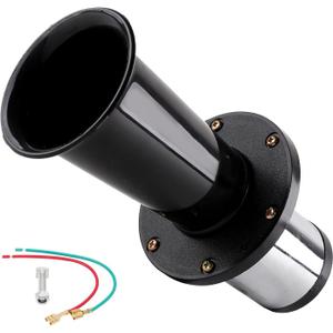 Horn 12V Kit, Antique Classic Car Hot Rod Aooga Ahooga Horn with Wire and Button, Air Horn Vintage Old Style School Horn for Truck Golf Cart Carblack