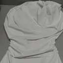 Kaximil Women's Square Neck Corset A Line Maxi Dress Ruffle Ruched Waist Flowy Long Dresses (White)