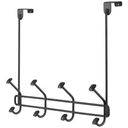 Home Decorators Collection Adjustable Over- The -Door 16 in. Matte Black Hook Rack with 4 Hooks