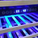 24 Inch Dual Zone Wine Fridge, 54 Bottle Under Counter Refrigerator for Built-in or Freestanding, Wine Cooler for Bottles with Glass Door, Removable Shelves for Home, Office (Blcak)