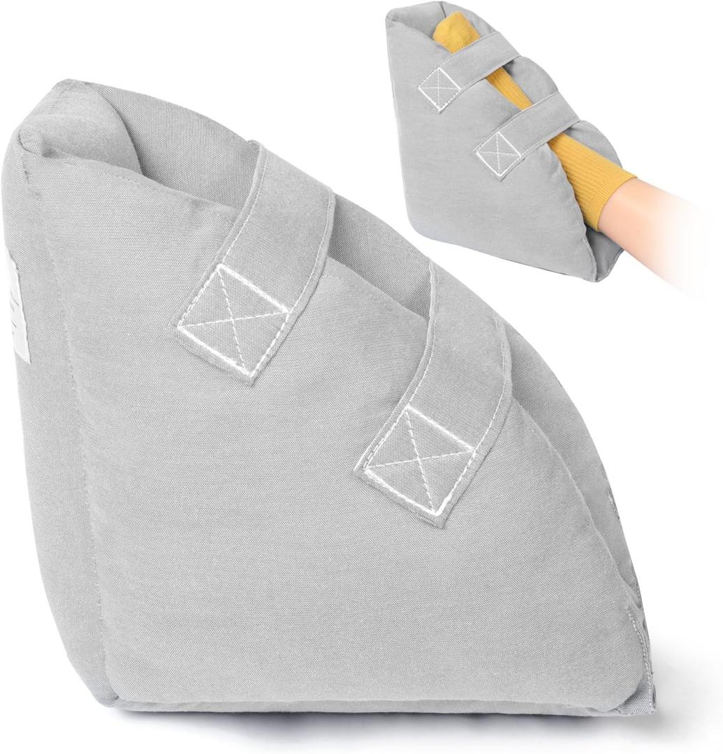 Heel Protector for Pressure Sores - Adjustable Bed Sore Heel Boot, Pressure Ulcer Cushion Pillow for Elderly Bedridden & Surgery Recovery, Ankle & Foot Support Supplies (Gray - 1 Piece)