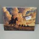 Vintage Western Cowboy Canvas Wall Art Sunset Horse Rider Poster Print Artwork Mid Century Countryside Landscape Painting Picture Wall Decor for Living Room Bedroom Home Decoration 12x16in Framed