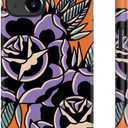 for iPhone 13 Case, Wireless Charging Compatible, Dual-Layer Shockproof Protection with Chic Wildflower Design, Soft Silicone + Hard Shell Phone Cover for Women - Purple Desert Rose