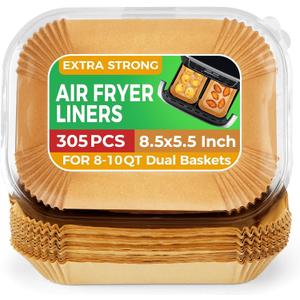 305 Pcs Air Fryer Liners Disposable for Ninja DZ201, Rectangle Air Fryer Liners Air Fryer Accessories, Dual Baskets Air Fryer Parchment Paper Sheets by CTIZNE