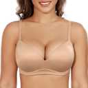 DotVol Women's Push Up Wireless Comfortable Padded Plunge No Underwire Everyday Bra (36DD, Beige)