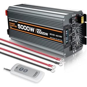 5000 watt Power Inverter DC 12V to AC 110V/120V Converter,10000w Peak.Comes with LCD Display,Wireless Controller, 4AC outlets,1USB.RV Inverter,Suitable for Camping,and Off-Grid Solar Inverter Systems