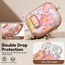 for AirPod Pro 3 Case 2025, with Safty Lock & Phone Stand for Pink AirPod Pro 3 Generation Case Cover for Women Girly, iPod Pro 3 Cases with Keychain & Cleaner Kit - Oil Painting Flower
