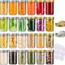 SPANLA Mason Jars 8 Oz, 24 Pack Canning Jars 8 Oz Jelly Jars With Regular Lids and Bands, Half Pint Glass Jars Ideal for Jam, Honey, Wedding Favors, Shower Favors