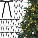 2 x 36 Pcs Velvet Bows for Christmas Tree Decorations Indoor, Vintage Christmas Tree Bows Velvet Ornaments for Garland Wreath Gift Wrapping Bags Door Fireplace Holiday Decor, Black(5" * 7")