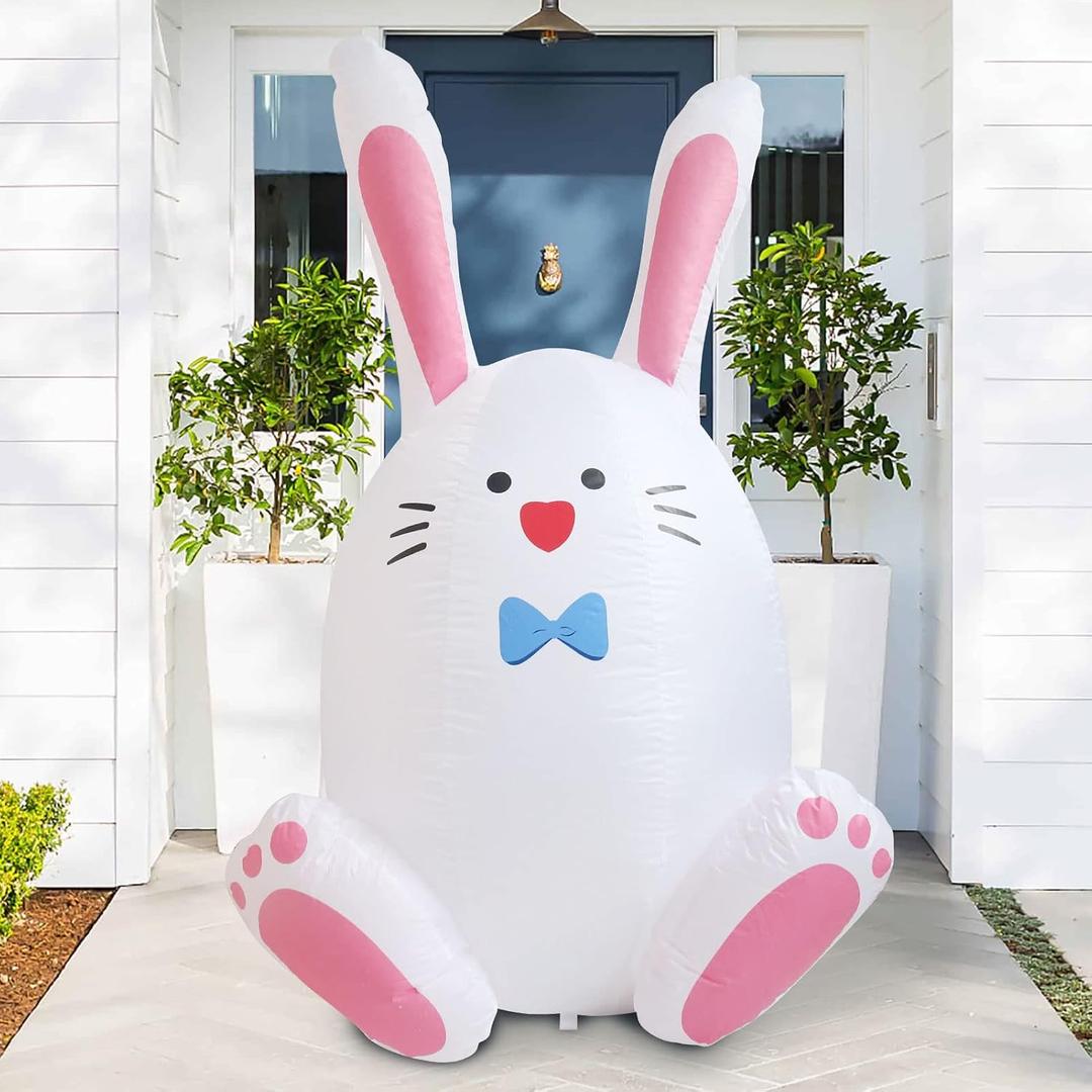 4FT Easter Inflatable Bunny Egg Outdoor Decorations, Easter Blow up Bunny Egg Yard Decorations Build-in Flashing LED Lights, Decorate Outdoor Indoor Garden Lawn Yard.