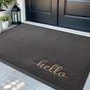 DEXI Front Door Mat Outside Entrance, 4x6 ft Rubber Entry Doormat Heavy Duty, Non Slip Welcome Mats for Inside House Floor Entryway Exterior Patio, Hello Grey
