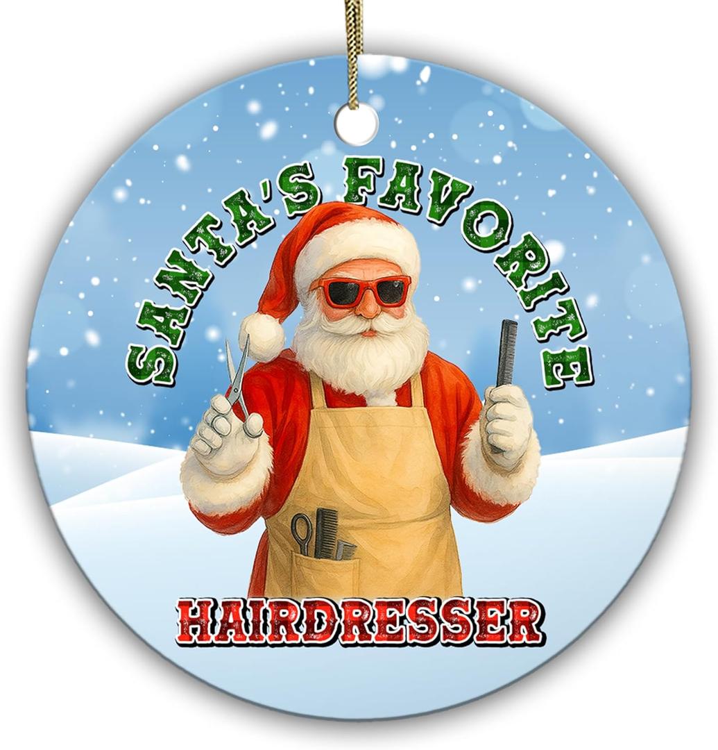 3 x Santas Favorite Hairdresser Ornament Funny for Hairstylists, Salon Owners, Hairdressers Holiday Keepsake Funny Stylist Gift - Salon Christmas Decoration