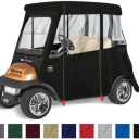 Greenline Eevelle USA Golf Cart Enclosure 2 Passenger Golf Car Cover Heavy Duty, 300D Waterproof DS (68" L x 40" W x 64" H) - Driving Enclosure - Bunker Sand