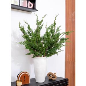 6PCS Christmas Pine Stems, 38 Real Touch Cypress Norfolk Pine Branches for DIY Garland Wreath Christmas Xmas Indoor Outdoor Holiday Decor Decorations