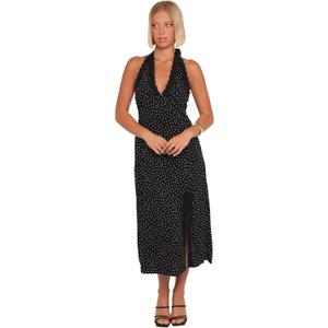 Petal & Pup Women's Stasia-Maxi-Halter-Dress-Black-White, Small 