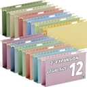 Ansook Legal Size Hanging File Folders, 2" Expansion Legal Plastic File Folders Hanging with Tabs, 12 Pack Pastel Colors Hanging Organizers for Filing Cabinet, Home Office Law Firm Document Storage