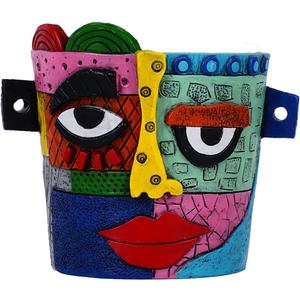 Abstract Face Plant Pot, Picasso Head Planter for Indoor Plants, Funny Face Flower Pot, Colorful Succulents Vase for Outdoor Garden and Home Decor (No Drainhole, Drillable)