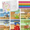 Cinrobiye 24 Set Passover Coloring Books Bulk Mini Ten Plagues Coloring Booklet with Stacking Crayons, Pesach Favors, Passover Arts and Crafts, Goodie Bag Stuffers, Seder Activity Pack