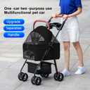 Pet Stroller-Folding 4 Wheels Cat/Dog Stroller for Small-Medium Pets with Storage Basket and Cup Holder Suitable for Going Out and Traveling (Black)