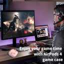 2 x DamonLight Game Case for AirPods 4 Cover Shock-Proof Protective Silicone Case with Keychain for Apple Airpods 4th Generation 2024 Released (Pink)