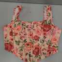 SHENHE Women's Floral Croset Top Square Neck Asymmetrical Elegant Bustier Cropped Summer Going Out Tank Tops S