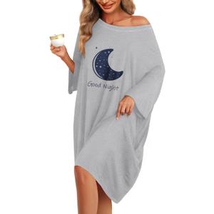 KFUBUO Plus Size Nightgowns for Women Oversized Sleep Tshirts Dress Short Sleeves Sleepwear With Pocket Fit S-5XL