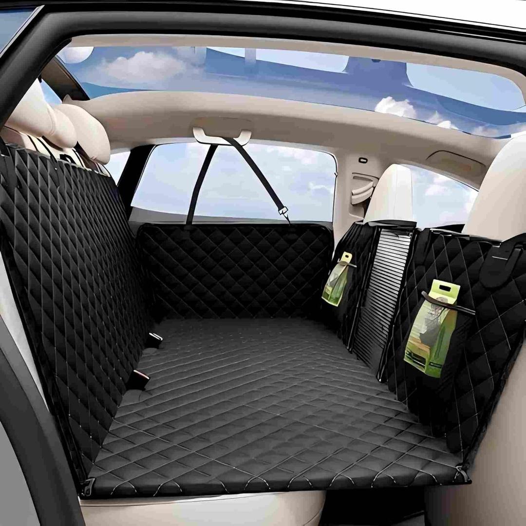Chilino Back Seat Extender for Dogs - Large Space, Waterproof Dog Car Seat Cover for Back Seat with Hard Bottom Holds 420lbs, Upgraded Material Waterproof Pet Car Bed Dog Hammock for Car, SUV,Truck