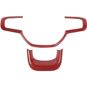 Linskip Steering Wheel Trim Compatible with Ram 1500 2019 2020 2021 2022 2023 2024, Steering Wheel Cover for Ram Interior Accessories(Red Carbon Fiber)