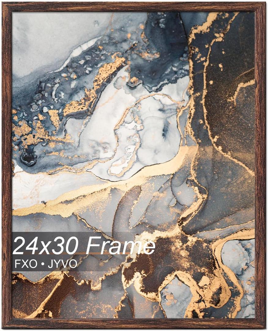 Fxojyvo Engineered Wood 24x30 Picture Frame, Brown Frame for 24 x 30 Inch Picture Poster Photo, Light Weight 24 by 30 Frame with Wood-grain for Wall - 1 Pack/Brown/24 x30