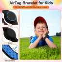 Waterproof Bracelet Compatible with AirTag for Kids (2 Pack), Protective Case GPS Tracker Holder for Child with Full Coverage Hidden Design, Soft Silicone Anti-Lost Wristband Cover for Toddler BBBG (Black Blue+Black Dark Grey)