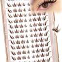 Cat Eye Lash Clusters Brown Eyelash Clusters Fox Eye Individual Lashes Extensions Spiky Cluster Eyelash Extensions Fairy Cluster Lashes Fluffy Anime DIY Lash Pack Pestaas Postizas (CC Curl, 96Pcs)