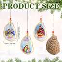 Amyhill 3 Pcs Nativity Scene Oyster Shell Christmas Ornament Natural Flat Oyster Shells Religious Ornament with Jute Rope for Home Hanging Decor, DIY and Crafts Tree Home Office Gift