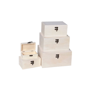 Wooden Nesting Box Set of 5, Unfinished Wood Rectangle Box Set for Crafts