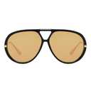 OSAGAMA Trendy Oversized Aviator Sunglasses for Women Men Luxury Vintage Shades Retro Metal Sunglasses Shield (Black/Light Brown)