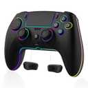 Wireless Controller for PS5 Pro/PlayStation-5/PC/Mac with Hall Effect joystick trigger/Back Paddles/Cool RGB/Motion Sensor/TURBO/3.5mm Audio Jack - Built-in Speakers Support P-S5 Console Audio (Night Black)