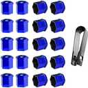 Yourkar 40 PCS Wheel Nut Covers Bolt Caps, 17mm Anti-Theft Wheel Lug Bolt Covers with Removal Tool, Automotive Hub Screw Exterior Protection Cap, Decorative Car Accessories (Glossy, Blue) set of 2