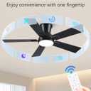 Modern Ceiling Fans with Lights - 42 inch Low Profile Ceiling Fan with Light and Remote, Flush Mount Reversible DC Motor, 6-Speed Quiet LED Dimmable for Bedroom, Indoor and Outdoor, Patios Black