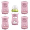 4 Pack Silicone Sleeves for Avent Natural Glass Baby Bottles, Anti Breakage Baby Bottle Holder, Compatible with Philips Avent Glass Natural Baby Bottle, BPA Free (Pink, 8 OZ)