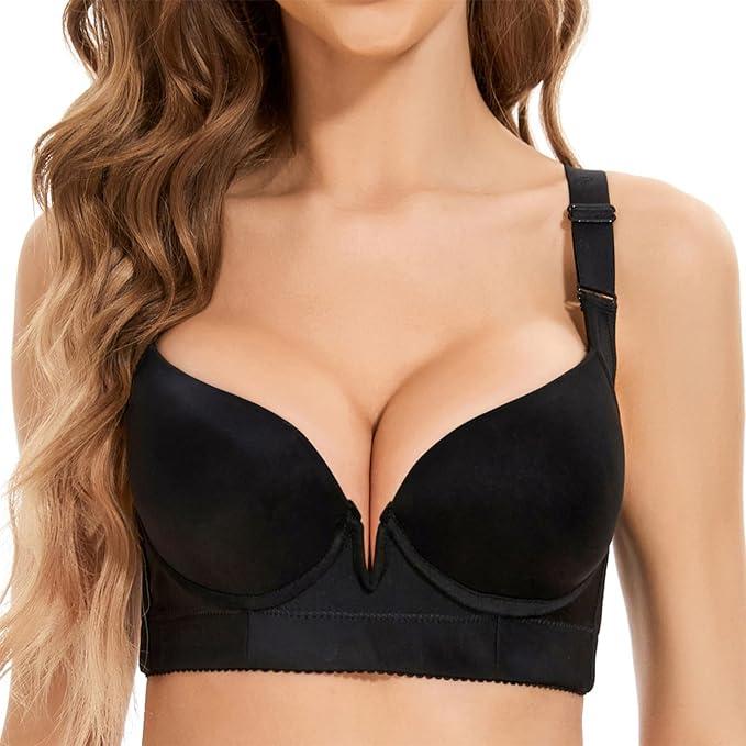 Plus Size Push Up Bras for Women Back Fat Smoothing Bra Comfort Lightly Underwire T-Shirt Bra 42D