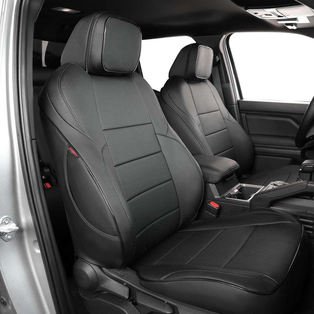 EKR Tacoma Car Seat Covers Custom Fit for Toyota Tacoma (Petrol) 2024 2025 2026 DoubleCab/CrewCab SR/SR5/TRD Sport/TRD Off-Road/Limited -Truck Seat Covers Full Set,Faux Leather(Black)