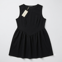 ZESICA Women's Spring Sleeveless Cocktail Dresses 2026 Summer Crewneck Flowy Wedding Guest Party A Line Midi Dress, Black, Large