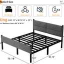 Metal Bed Frame,14Inch King Size Bed Frame with Storage Space,Heavy Duty Sturdy Mattress Foundation,Easy Assembly,No Box Spring Needed,King Grey