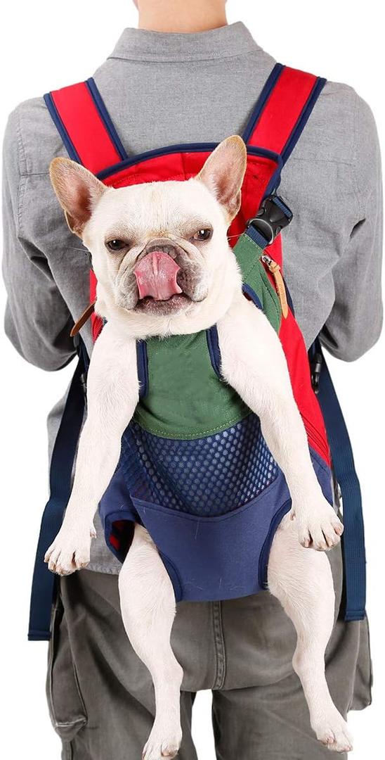 Legs Out Dog Carrier Backpack Hands-Free Adjustable Pet Travel Carrier for Small Medium Dogs Cats Motorcycle Hiking Walking (Green+Blue)