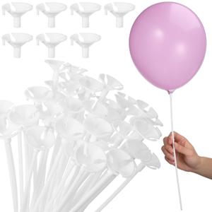 50Pcs Plastic Balloon Sticks with Base, Balloon Holder Sticks Weights for Tying Birthday Parties, Graduation, Holiday, Wedding, Anniversary Decoration