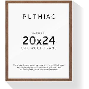 puthiac 20x24 Solid Oak Wood Picture Frame, Black, 1 PackMinimalist oak frame; fits 20 x 24 posters or art prints; wall display for bedrooms, living rooms, offices, or gallery walls