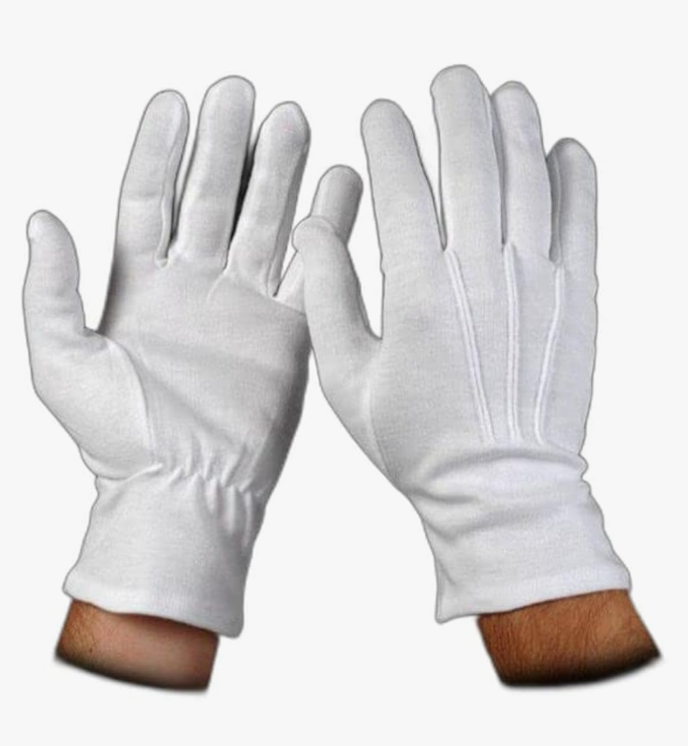White Cotton Wrist Length Slip-On Gloves White Cotton Wrist Length Slip-On Gloves