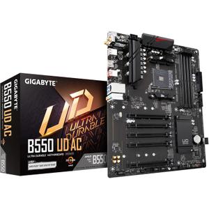 GIGABYTE B550 UD AC (rev. 1.2) AMD AM4 ATX Motherboard, Supports Ryzen 5000/4000/3000 Processors, DDR4, 10+3 Power Phase, 2X M.2, PCIe 4.0, USB-C, WiFi, GbE LAN, PCIe 4.0, Q-Flash Plus, RGB Fusion