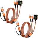 [2Pack-5FT] Travel Charger for iWatch, 3 in 2 Multi Charging Cable/Cord with IP/USB C/iWatch Charger, Travel Chargers for Multiple Devices, Compatible for iWatch Series/iPhone 17-8/iPad/AirPods (Sunset Orange)