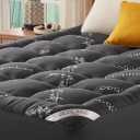 BEDLORE Queen Mattress Topper Viscose Derived from Bamboo, Thick Pillow Top Mattress Pad with Stretchable Pockets for 6-18 inches Mattress, Soft Mattress Topper for Back Pain Relief (Dark Gray)