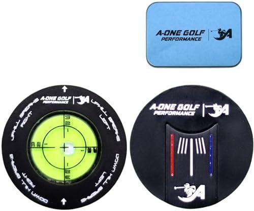 A-ONE Golf Performance Golf Spirit Level Golf Ball Marker, with Magnetic Ball Alignment Tool (Alignment Ball Mark), Our Golf Ball line Marker has an inbuilt Spirit Level to Help Read The Greens